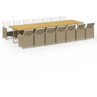 vidaXL Garten-Essgruppe 15-tlg. Beige