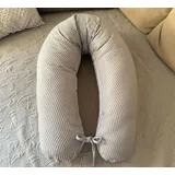 LOOLAY 170 cm M/L Kissen Seitenschläferkissen Schwangerschaftskissen Stillkissen Bezug Waffelpique GRAU/ GRAU 100% Baumwolle Relaxkissen Schlafen LOOLAY®