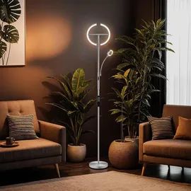 Tectake Deckenfluter Auralis LED 20W, Leselicht, dimmbar - Nickel, matt