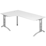 Hammerbacher FS82 Schreibtisch weiß L-Form, C-Fuß-Gestell silber 200,0 x 80,0/120,0 cm