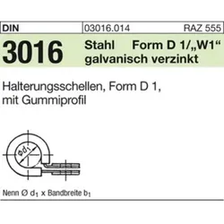 Rohrschelle DIN 3016 Stahl W1 verzinkt mit Gummiprofil ø12 x 20mm