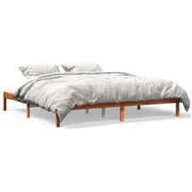 vidaXL Massivholzbett 200 x 200 cm Wachsbraun