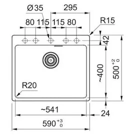 Franke Maris MRG 610-54 A links Einbauspüle schwarz 1000 x 500 mm Handbetätigung