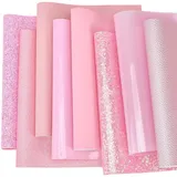 CALFOVERA 33 x 20cm 8 Farben Pink Serie Kunstleder Blätter Vinylstoff Einfarbig PU Lederimitat Lederblätter 8 Stile Kunstlederrollen Set Weiches Wasserdichtes Kunstleder Für Heimwerker Basteln Nähen