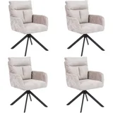 Home Deluxe Esszimmerstuhl mit Armlehne ALUNA - 4er Set Beige Drehbarer Esszimmerstuhl, Esszimmerstuhl mit Drehfunktion, 360-grad drehbarer