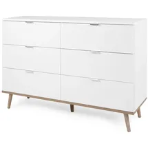 furn.design Kommode weiß mit Sonoma Eiche Schubladenkommode 120 cm Lundby - 120 cm X 87 cm - weiß