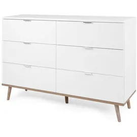 furn.design Kommode weiß mit Sonoma Eiche Schubladenkommode 120 cm Lundby - 120 cm X 87 cm - weiß