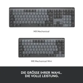 Logitech MX Mechanical Graphite, LEDs weiß, Kailh Choc V2 LOW PROFILE RED, Logi Bolt, USB/Bluetooth, DE (920-010749)