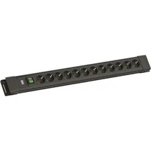 Bachmann Steckdosenleiste 2 m Schwarz 12 St.