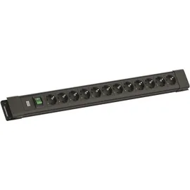 Bachmann Steckdosenleiste 2 m Schwarz 12 St.
