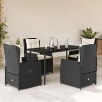 KKHOMEI Gartenmöbel Set 4 Verstellbare Hochlehner Stühlen mit Tisch Rattan Essgruppe 4 Personen Garten Sitzgruppe mit Auflagen Terrassenmöbel Außen Sitzgarnitur Schwarz-82