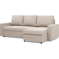 Ecksofa mit Schlaffunktion NEO, gerader Armlehne, Liegefläche: 200×140cm, Beige - Beige