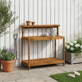 vidaXL Umtopfbank 111,5 x 48,5 x 107 cm Massivholz beige/braun
