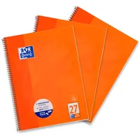 Oxford Collegeblock A4 liniert, mit Doppelrand, 80 Blatt, orange, 3 Stück