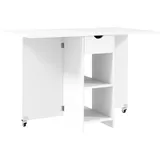 Homcom Klappbarer Esstisch Mobiler Küchentisch für 2-4 Personen mit Offenen Ablagen, 1 Schublade, Klapptisch für Kleine Räume, Esszimmer 114,5 x 70 x 75 cm,