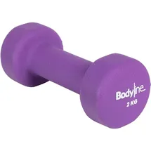 Bodyline Hantel aus Gusseisen Neopren Einzelhantel 2 kg grün / lila