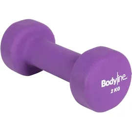 Bodyline Hantel aus Gusseisen Neopren Einzelhantel 2 kg grün / lila