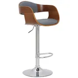 TPFLiving Barhocker Kingsley Gestell Metall in Chromoptik Holz/Kunstleder Walnuss/Grau