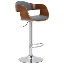 TPFLiving Barhocker Kingsley Gestell Metall in Chromoptik Holz/Kunstleder Walnuss/Grau