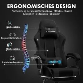GTPLAYER Gaming Stuhl Stoff Schwarz