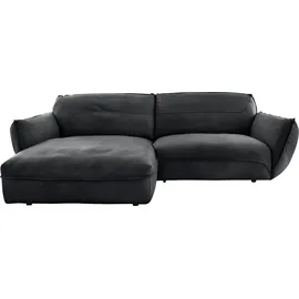 BeType Eckcouch Leder 2-Sitzer Schwarz