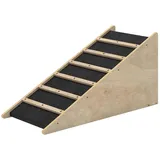 Haustiertreppe, Hundetreppe, Kiefernholz, Anti-Rutsch-Beschichtung, 90 cm x 40 cm x 45 cm, Natur + Grau