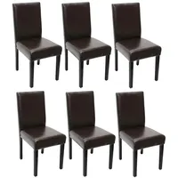 Mendler 6er-Set Esszimmerstuhl Stuhl Küchenstuhl Littau Leder, braun, dunkle