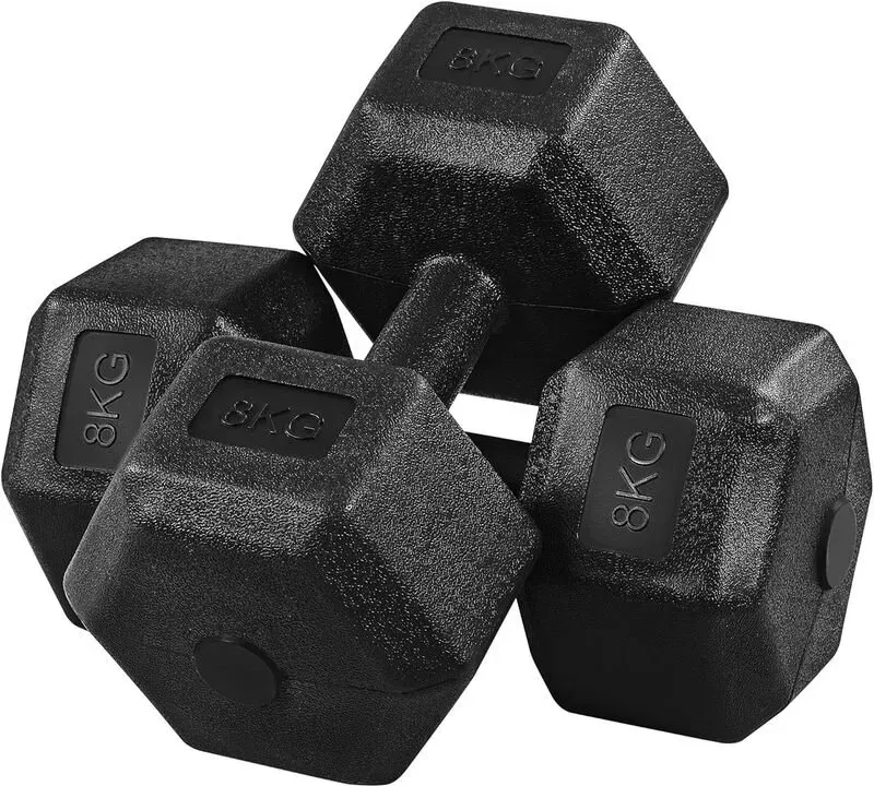 Yaheetech Hex-Kurzhanteln-Set, Sechskant-Kurzhanteln für Krafttraining im Heimtrainingsraum, Schwarz, (im Paar erhältlich) 2x8kg