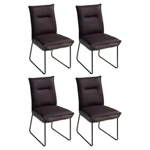 G + K Polsterstühle 4er Set DOSSO, Braun - Schwarz - Webstoff - Metall - mit Steppung - 4er Set
