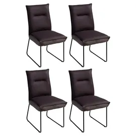 G + K Polsterstühle 4er Set DOSSO, Braun - Schwarz - Webstoff - Metall - mit Steppung - 4er Set