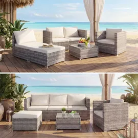 MCW Busto/Brescia Polyrattan Lounge-Set grau/creme