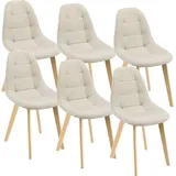 [en.casa] Esszimmerstuhl Kopparberg Stoffbezug Buche beige 6er Set