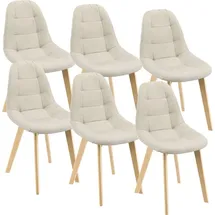 [en.casa] Esszimmerstuhl Kopparberg Stoffbezug Buche beige 6er Set
