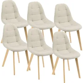 [en.casa] Esszimmerstuhl Kopparberg Stoffbezug Buche beige 6er Set