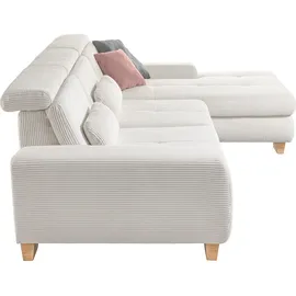 Set One by Musterring Ecksofa »SO 3400 Sitzhöhe 47cm oder 49cm, Sitztiefe verstellbar, B/T: 307/195cm« whlw. mit Funktion, Kaltschaum, in Cord, silver, Sitzhöhe 47