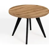 dekori.interiors Runder Ausziehbarer Tisch für Esszimmer, LORA, Loft-Stil, Skandinavische, Durchmesser: 90 / 140 cm, Eiche Wotan / Schwarz - Braun