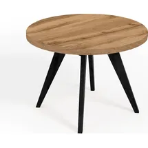 dekori.interiors Runder Ausziehbarer Tisch für Esszimmer, LORA, Loft-Stil, Skandinavische, Durchmesser: 90 / 140 cm, Eiche Wotan / Schwarz - Braun
