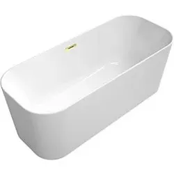 Villeroy & Boch Finion freistehende Badewanne 177FIN7N3BCV401 170x70cm, Wasserzulauf, Schürze Colour on Demand, weiß, gold
