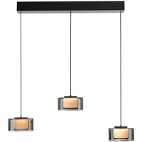 Paul Neuhaus Rika 3-flg. 71 x 15 cm rund schwarz Glas Metall dimmbar