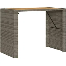 vidaXL Garten-Bartisch mit Holzplatte Grau 145x80x110 cm Polyrattan