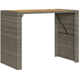 vidaXL Garten-Bartisch mit Holzplatte Grau 145x80x110 cm Polyrattan