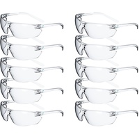 ACE FL-15G Arbeits-Brille im 10er Pack - beschlagfeste Schutzbrille für die Arbeit - Anti-Beschlag - EN 166 - Klar