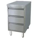 GastroHero Edelstahl-Schubladenschrank BASIC 3er Einheit 600