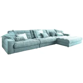 KAWOLA Ecksofa XL Lana Cord Recamiere rechts hellblau