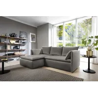 Eckofa mit Schlaffunktion Gloria - Wohnzimmersofa, Schlafsofa - Eckcouch L-Form mit Bettkasten - Links - Samtstoff (Grau - Riviera 91) - Grau