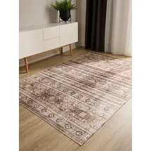 benuta Basic Waschbarer Teppich George - Braun 200x300 cm - Kunstfaser - Rechteckig & im Style: Vintage, Elegant, Retro - Pflegeleicht für Wohnzimmer Schlafzimmer