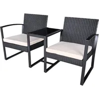 Chillroi CHILLROI® 2-Sitzer Bank Gartensitzbank mit Beistelltisch schwarz