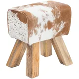 Wohnling Turnbock Sitzhocker Ziegenfell Braun, Weiß 40 x 30 x 47 cm Turnhocker Hocker