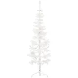 vidaXL Künstlicher Halb-Weihnachtsbaum mit Ständer Schlank Weiß 150 cm