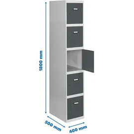 Simonrack Spind Schrank, Metallschrank, Schließfachschrank, Schloss, 1800x400x500 mm - Simonlocker